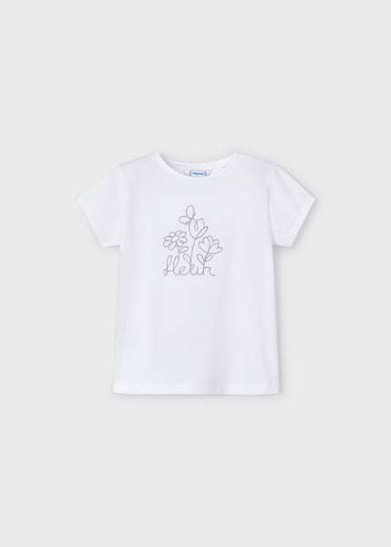 Mayoral Girls White Flower T-Shirt 174 045