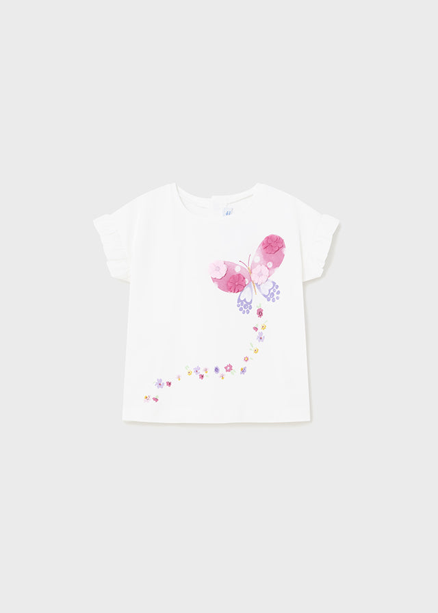 Mayoral Baby Girls White Floral T-Shirt 1013 029