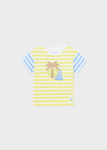 Mayoral Baby Boys Yellow Stripe T-Shirt 1027 043