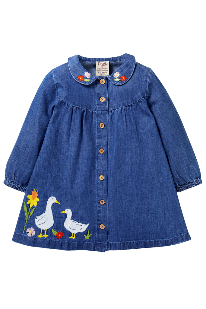 Frugi Baby Girl Emma Chambray Duck Dress
