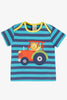 Frugi Baby Boys Bobster Tropical Vehicle Navy Stripe T-Shirt 