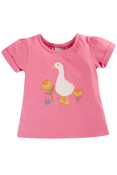 Frugi Baby Girls Eva Hibiscus Duck Applique T-Shirt 