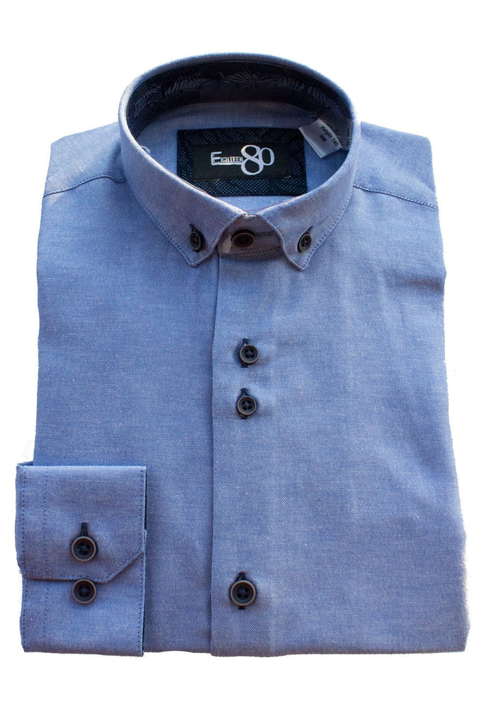 1880 CLUB Boys Henley Ben Fashion Shirt - Blue