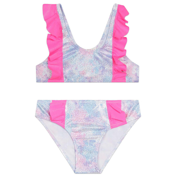 Billieblush Girls Sliver & Pink 2 Piece Swimsuit